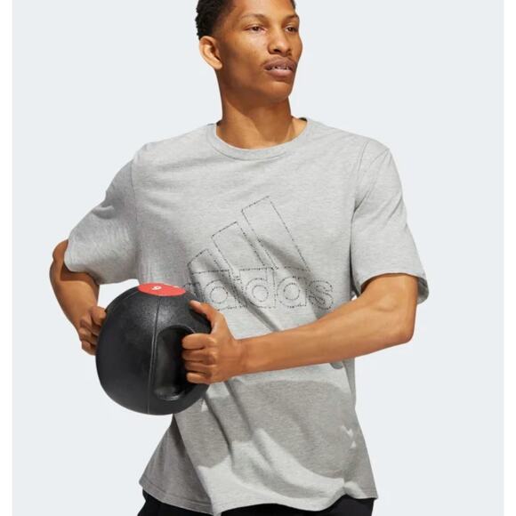 Adidas Badge of Sports Tiny Type Logo Tee T-Shirt Grey Heather Men's 2XL NWT - Picture 5 of 10